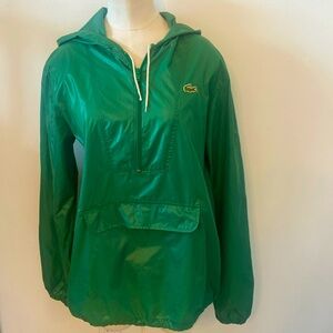 Vintage Izod Lacoste Green Wind Breaker Pullover Hooded Size M